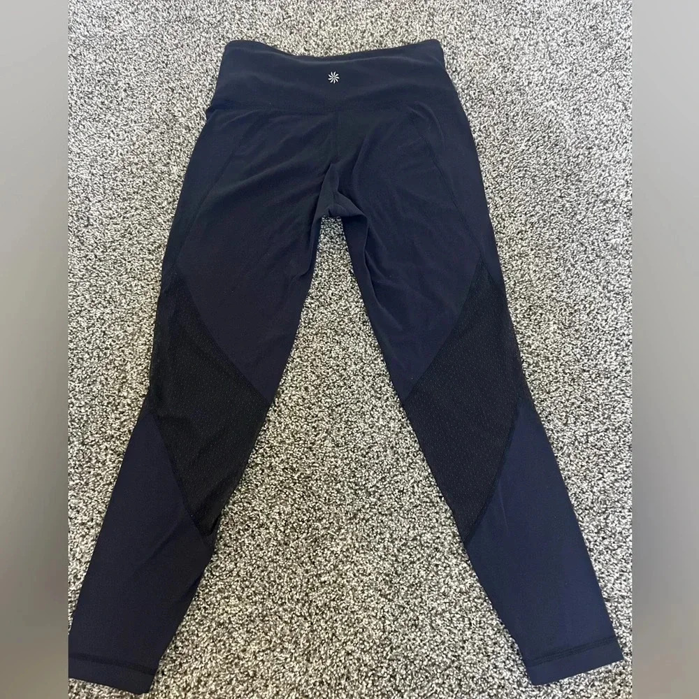 Athleta navy blue leggings size small mesh workout gym yoga Athleisure pants - Picture 5 of 5